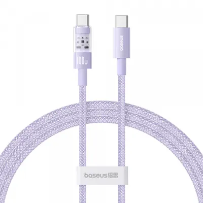 Cablu Date si Incarcare USB-C - USB-C Baseus Gem, 100W, 1m, Mov P10373000511-00