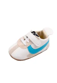 Pantofi Sport Model David - Casual - Piele ecologica - Baieti - Siret - Velcro - Alb/Albastru/Crem