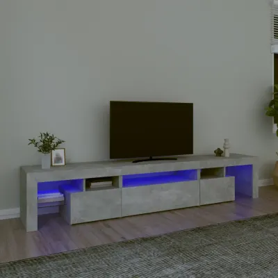 vidaXL Comodă TV cu lumini LED, gri beton, 215x36,5x40cm