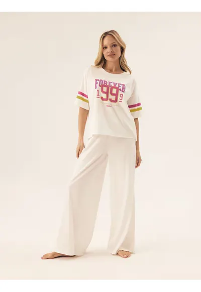 Pijama dama Forever Bej deschis - Text
