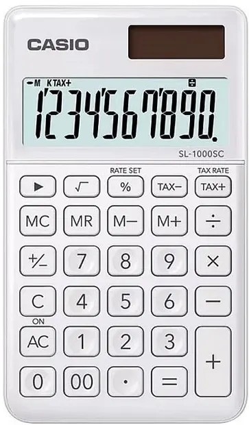 Calculator de buzunar Casio SL-1000SC, cu 10 cifre, alb