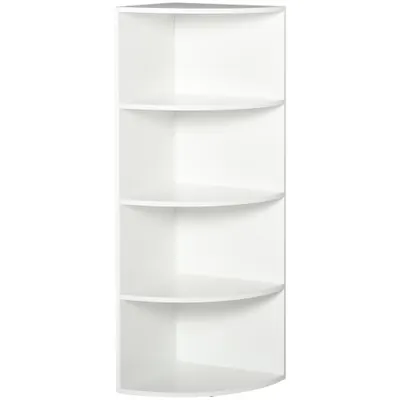 Homcom Dulap Colt cu 4 Rafturi, Design Compact, Alb, 39.5x39.5x120 cm | Aosom Romania