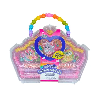 Set mărgele copii, Genie Pets Twinkle Bead Kit Unicorn, 270+ piese, 3 pandantive, brățări și coliere, 3+ ani