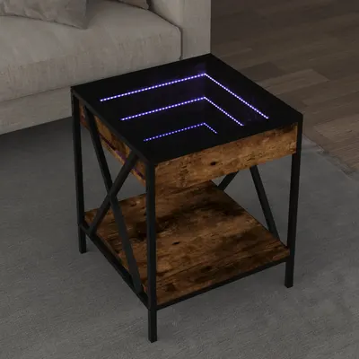 Gossi masuta de cafea cu led infinity, stejar fumuriu, 40x40x49 cm