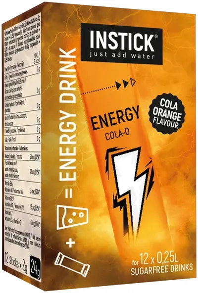 Băutură energizantă instant, cola cu portocală, 12 x 2 g, Instick