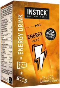 Băutură energizantă instant, cola cu portocală, 12 x 2 g, Instick