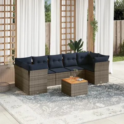 Gossi set canapele de gradina cu perne, 8 piese, gri, poliratan