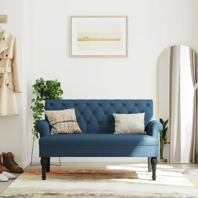 Gossi banca cu spatar, albastru, 120x62x75,5 cm, textil