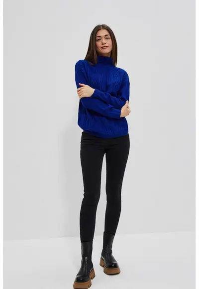 Pulover din tricot gros Z-SW-3914 - Bleumarin