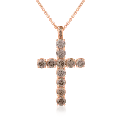 Lant cu pandantiv din aur roz cu diamante maro de 4.58ct