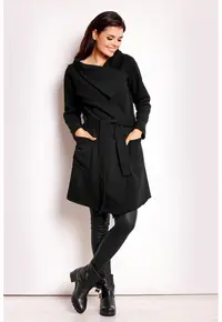 Palton pentru dama Bumbac/Elastan - Negru