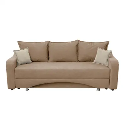 Canapea SUSIE extensibila, 3 locuri, cu arcuri si lada depozitare, maro + crem, 222x105x80 cm