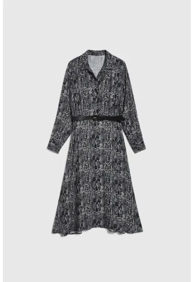 Rochie gri din viscoza cu curea - Gri
