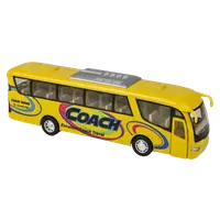 Autobuz sportiv die-cast Coach, cu functie pull-back, 18 cm lungime, galben