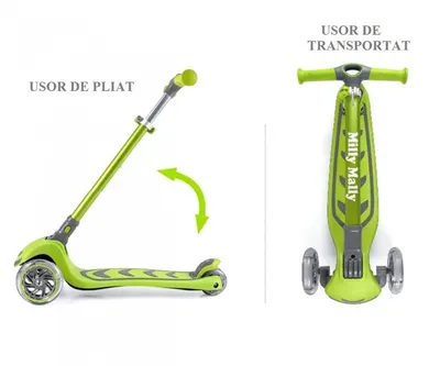 Trotineta pliabila Milly Mally Boogie Pink, roti din silicon cu Led, platforma antiderapanta, greutate admisa 50 kg