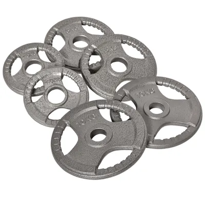 HOMCOM Set 6 Discuri Greutati pentru Haltere Greutate Totala 35kg, din Otel Emailat, Diametru central Փ5.4cm, Argintiu | Aosom Romania