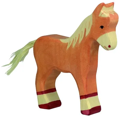 Figurina din lemn Holztiger - Colt in picioare, maro deschis
