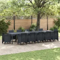 Masa de gradina Gossi antracit 400x100x73 cm poly rattan, masa de gradina Gossi antracit 250x100x73 cm poly rattan, masa de gradina Gossi antracit 150x100x73 cm poly rattan