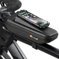 Geantă de ghidon biciclete impermeabilă, suport telefon, negru