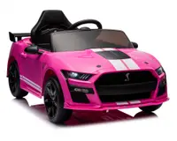 Masinuta electrica pentru copii Ford Mustang GT500 and Shelby Cobra Pink 60W cu telecomanda si licenta, deschidere usi, lumini, oglinzi retrovizoare si centura siguranta