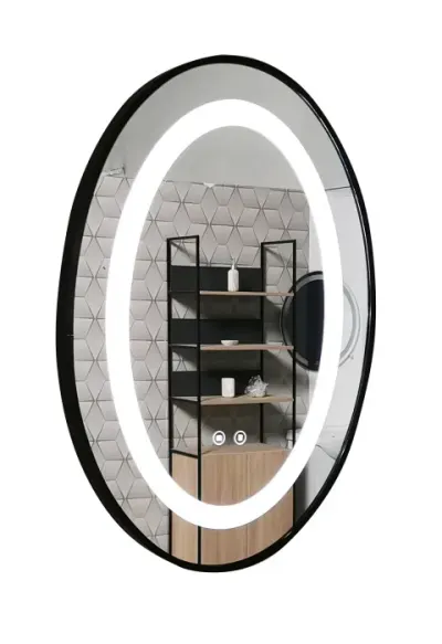 Oglinda cu iluminare LED si functie dezaburire, MD3, rama neagra, 50x70 cm
