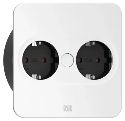Contact pentru încorporare Bachmann - TWIST 2, 2x Schuko, 2 m, pătrat, alb