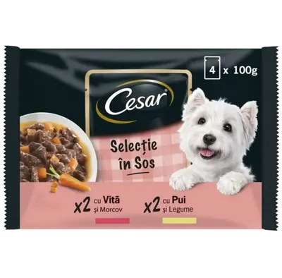 Cesar Plic Selectii in Sos 4x100 g
