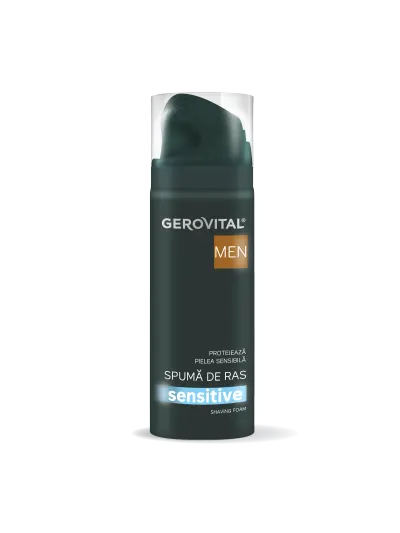 Spumă De Ras Sensitive Cu Extract De Tămie Indiană și Lemn-dulce Efect Calmant și Regenerant Pentru Pielea Sensibilă, Gerovital Men, 200 Ml