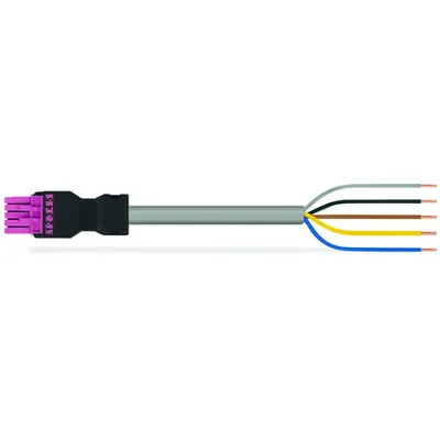 pre-assembled connecting cable; Eca; Socket/open-ended; 5-pole; Cod. B; 2 m; 1,00 mm²; pink