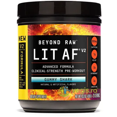 Formula Avansata de Pre-Workout LIT AF™ V2 cu Aroma de Gummy Shark 430g