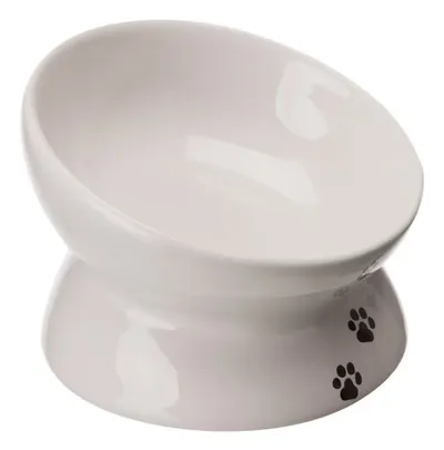 Trixie, castron ceramic ridicat ergonomic, alb, 0.15 L/ 13 cm