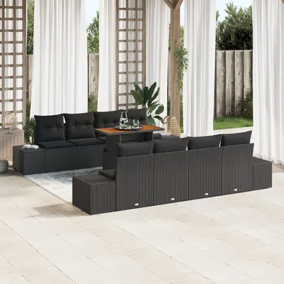 Gossi set de canapele pentru gradina cu perne din ratan negru