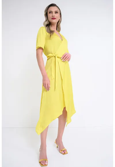 Rochie petrecuta cu decolteu in V Reforme - Galben sofran