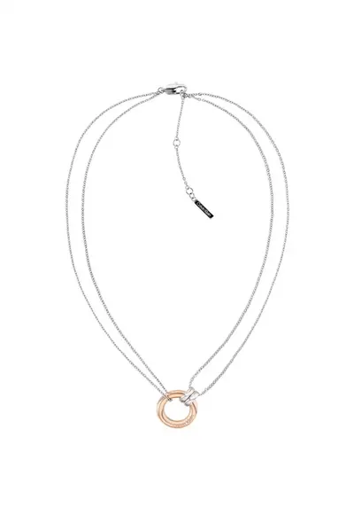 Colier lant dublu cu cerc 35000631 - Argintiu - Rose gold
