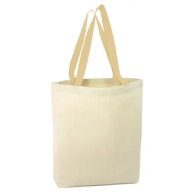 Geantă canvas - model tote cu mâner alb