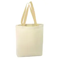 Geantă canvas - model tote cu mâner alb