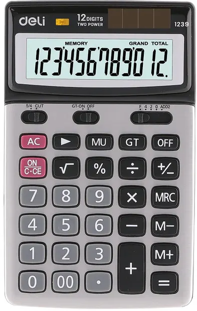 Calculator Deli - E1239, 12 dgt, panou metalic