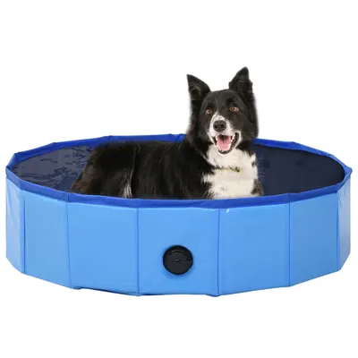 Gossi piscina pentru caini pliabila, albastru, 80 x 20 cm, pvc