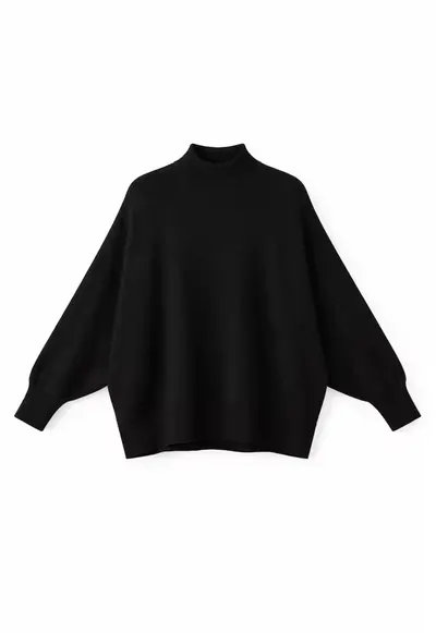 Pulover dama - supradimensionat - negru - poliester - One Size