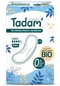 Absorbante BIO hipoalergenice Maxi Long, 16 bucati, Tadam