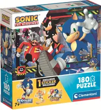 Puzzle pentru copii Clementoni din 180 piese - Sonic Ariciul, cu sticker, tip 2