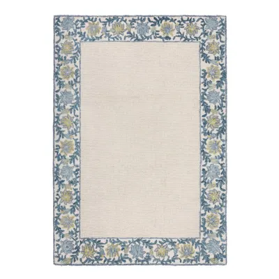Covor albastru-fildeș țesut manual din amestesc de lână 120x170 cm Myla Floral Frame – Flair Rugs