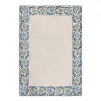 Covor albastru-fildeș țesut manual din amestesc de lână 160x230 cm Myla Floral Frame – Flair Rugs