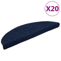 vidaXL Covorașe scări autoadezive, 20 buc., 56x17x3 cm, semirotunde, bleumarin