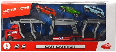 Jucarie pentru copii Dickie Toys - Transportor auto, cu 3 masinute, rosu