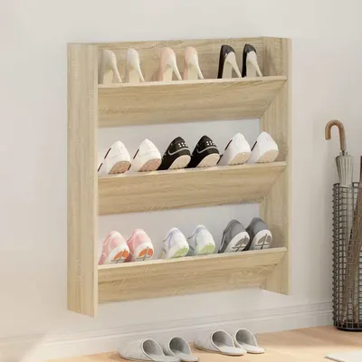 vidaXL Pantofar de perete, stejar sonoma, 80x18x90 cm, PAL