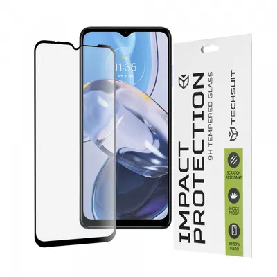 Folie de protectie Ecran Techsuit pentru Motorola Moto E22i / E22, Sticla Securizata, Full Glue, 111D, Neagra