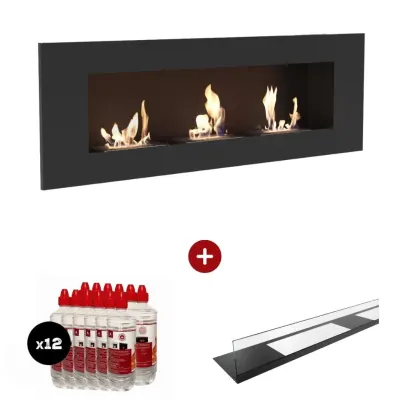 Pachet pro DELTA 3 Negru - 120 x 40 cm + sticla biosemineu + 12L bioetanol