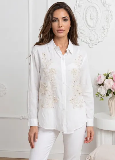 Camasa dama alba broderie delica...