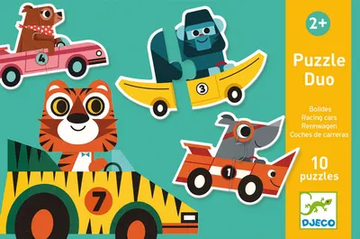 Puzzle educativ Djeco Duo din 20 de piese - Masini de curse